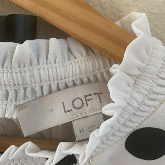 LOFT Ruffle Sleeveless Blouse w/Polka Dots - Picture 2 of 4